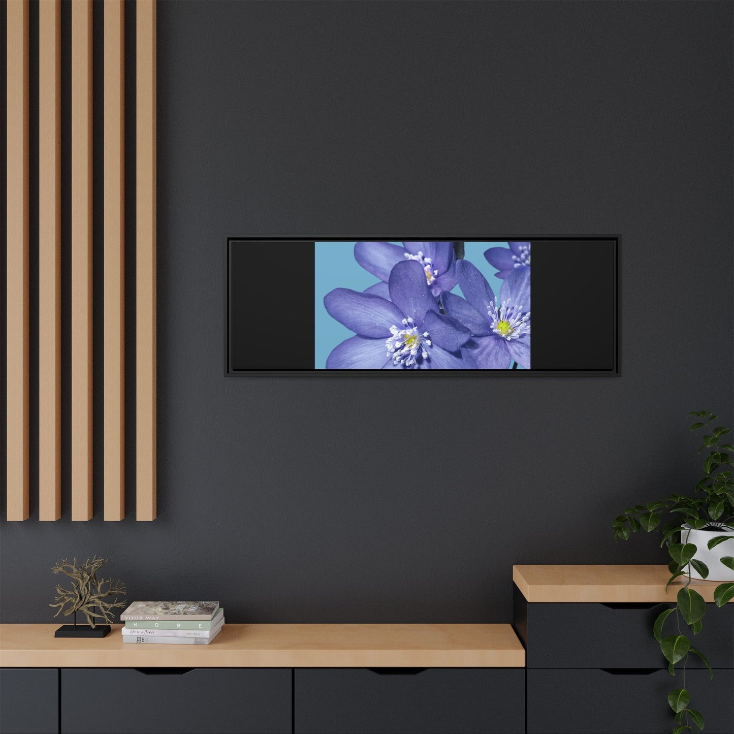 Framed Floral Canvas Art - Vibrant Blue Flower Decor