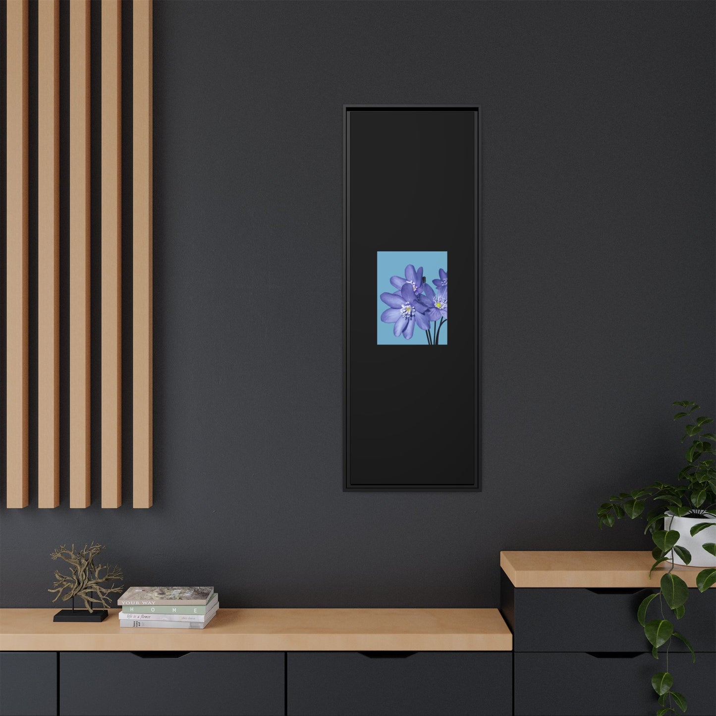 Framed Floral Canvas Art - Vibrant Blue Flower Decor