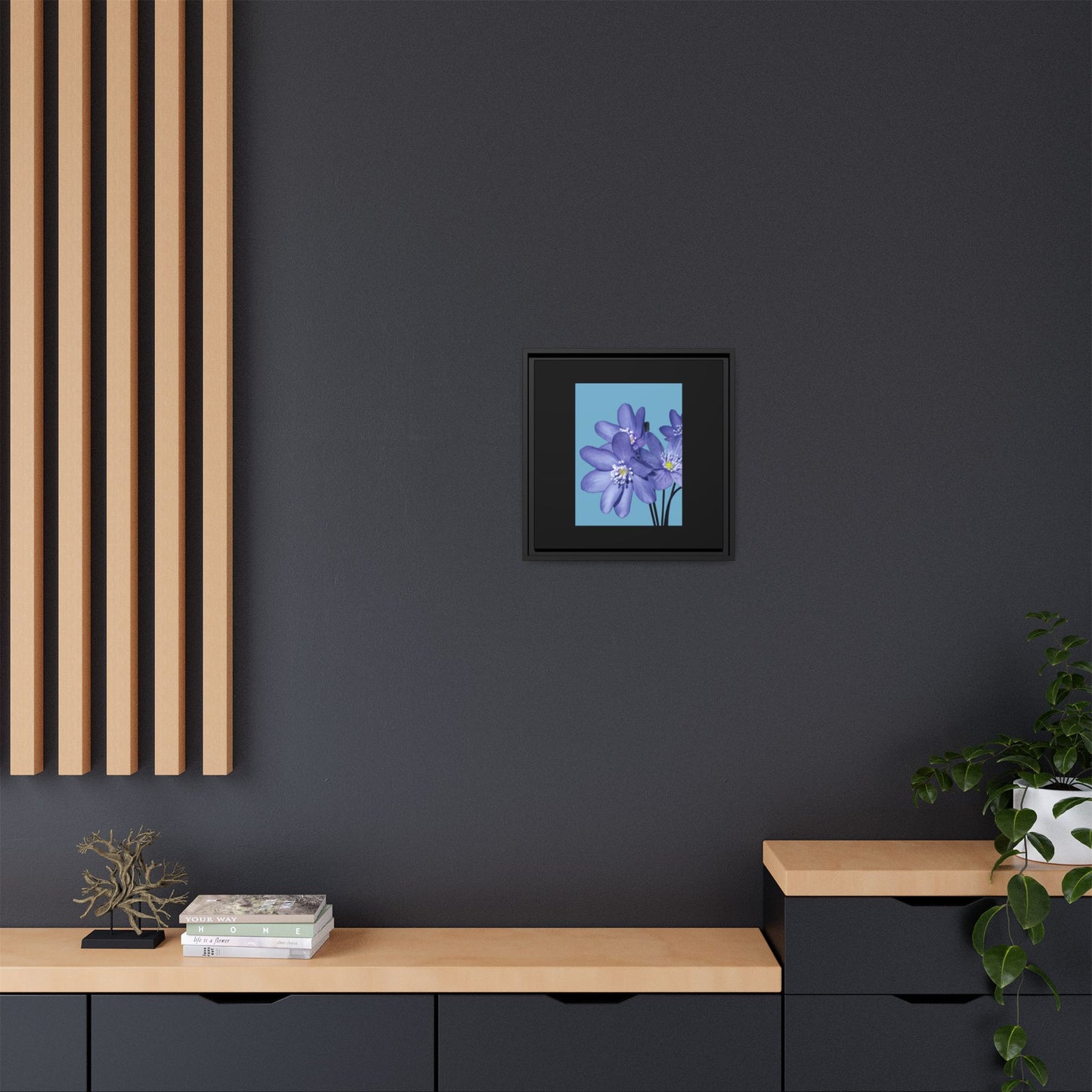 Framed Floral Canvas Art - Vibrant Blue Flower Decor