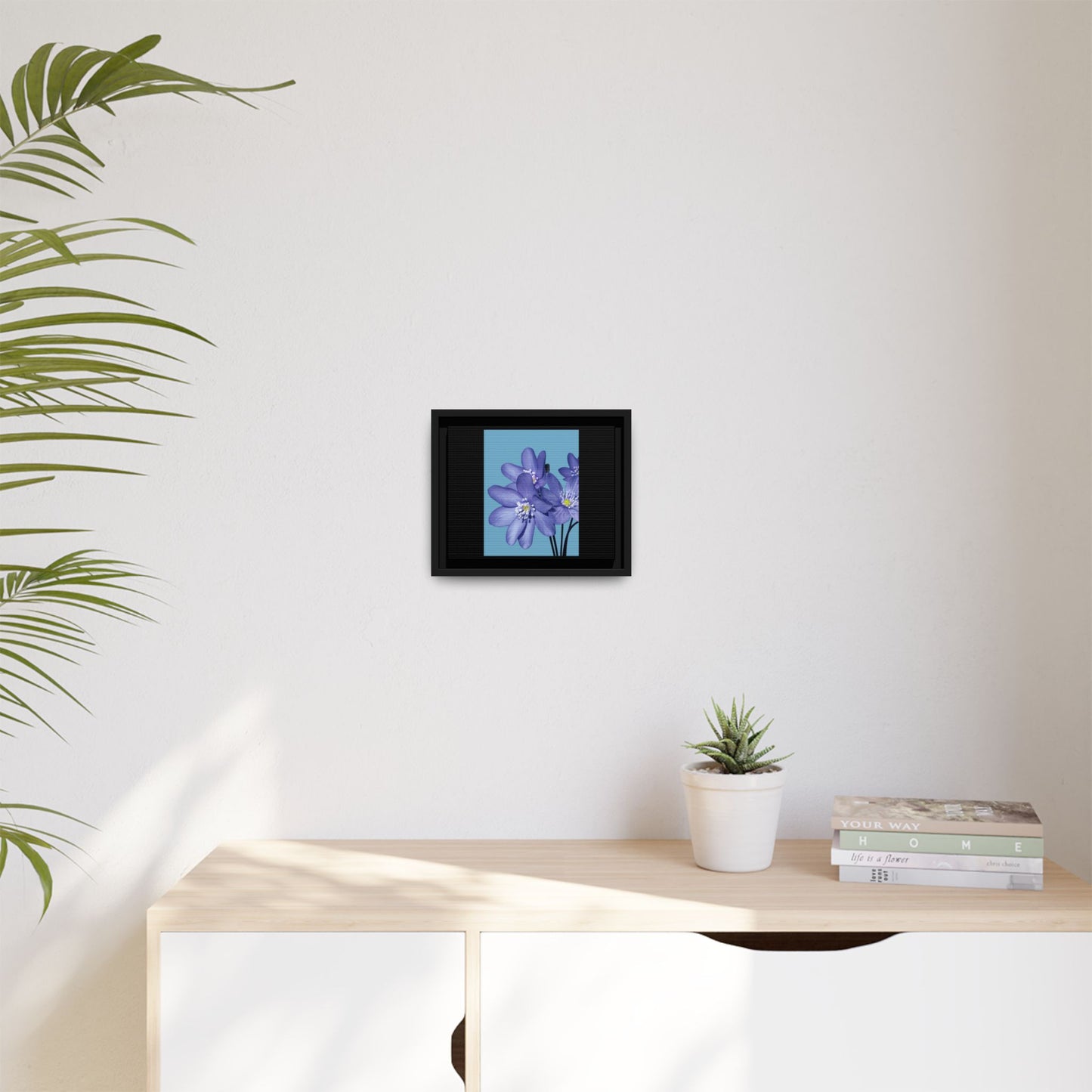 Framed Floral Canvas Art - Vibrant Blue Flower Decor