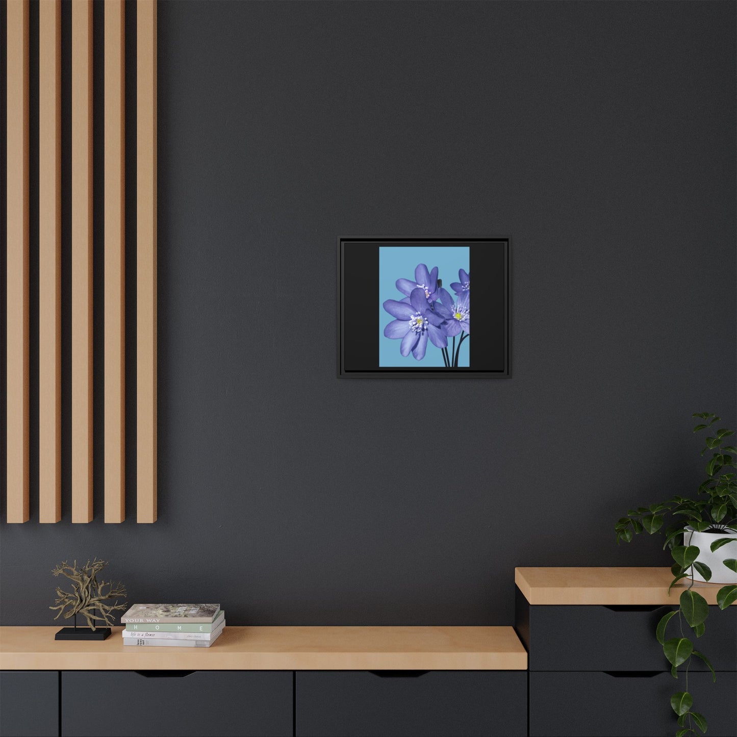 Framed Floral Canvas Art - Vibrant Blue Flower Decor
