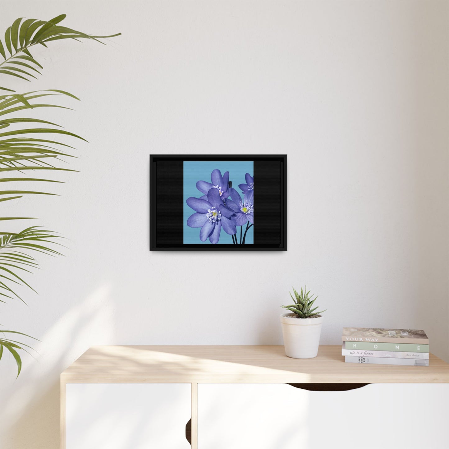 Framed Floral Canvas Art - Vibrant Blue Flower Decor