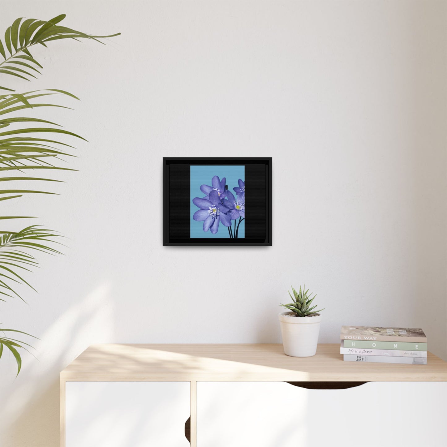 Framed Floral Canvas Art - Vibrant Blue Flower Decor