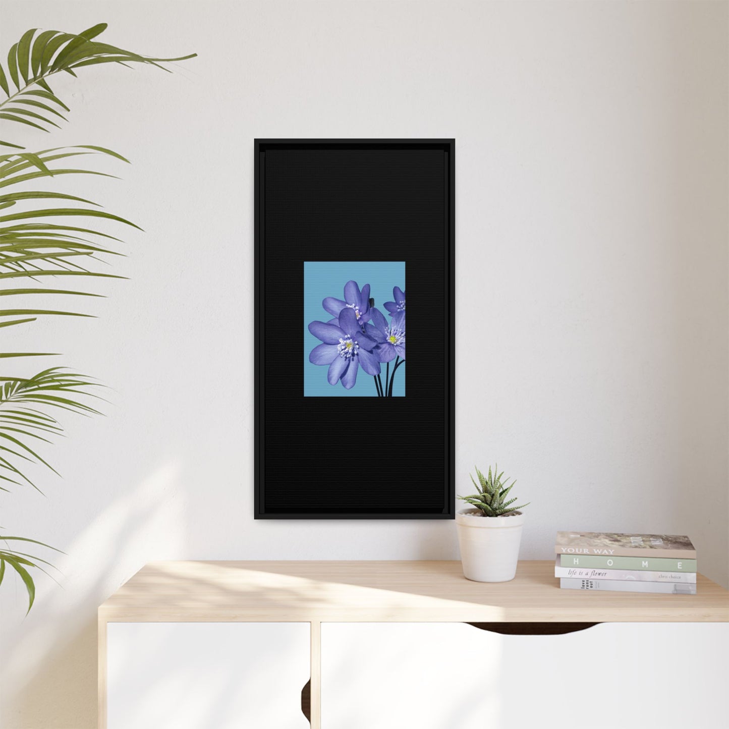 Framed Floral Canvas Art - Vibrant Blue Flower Decor