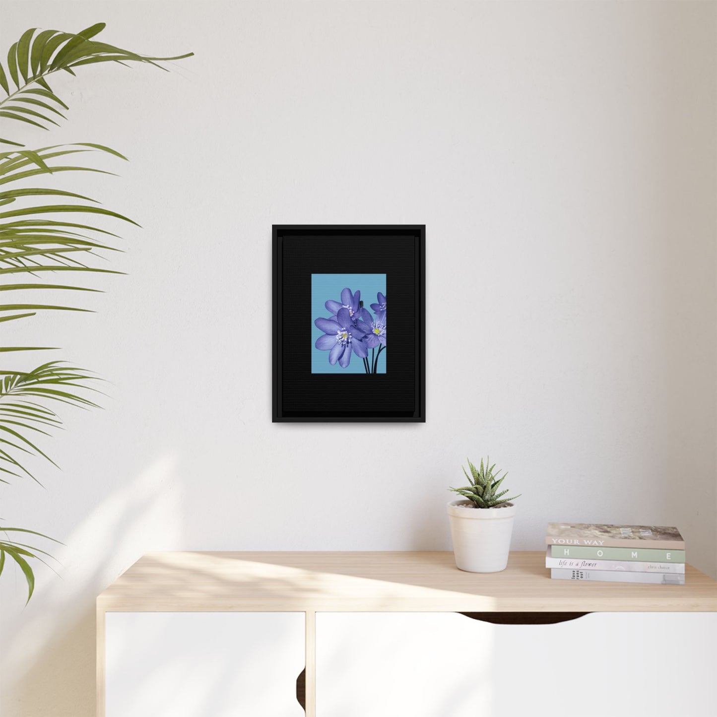 Framed Floral Canvas Art - Vibrant Blue Flower Decor