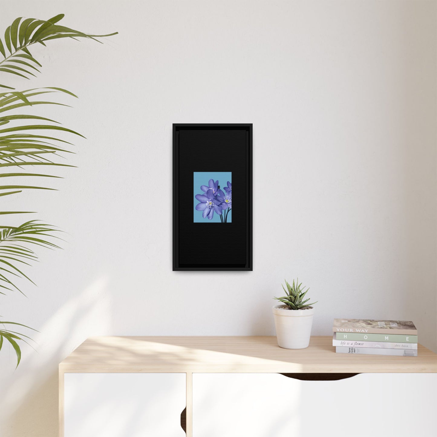 Framed Floral Canvas Art - Vibrant Blue Flower Decor