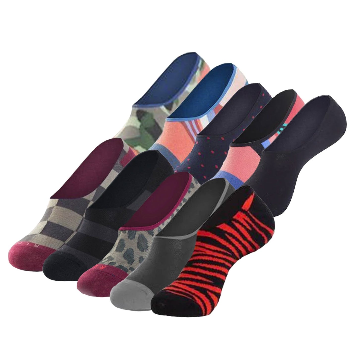 StrideCore No Show Socks 10-Pack Cushioned Everyday Comfort Fit