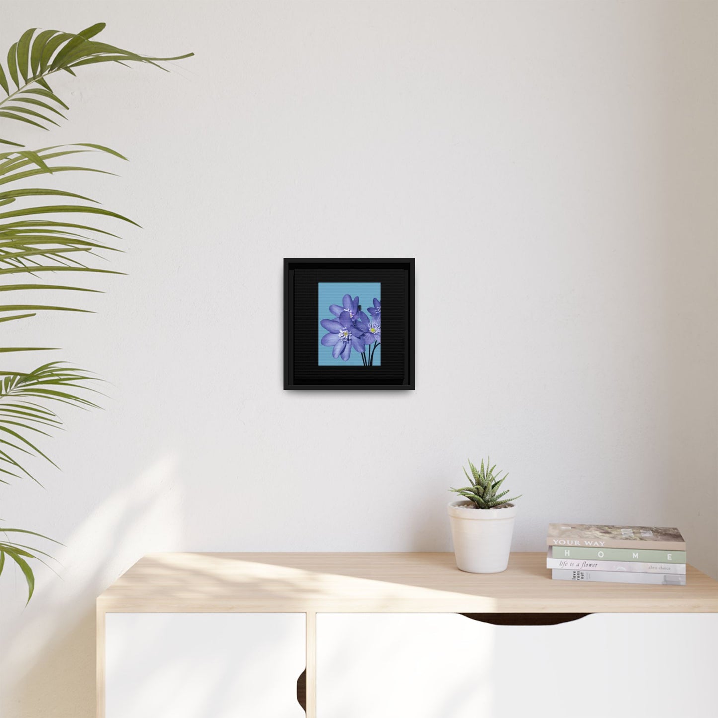 Framed Floral Canvas Art - Vibrant Blue Flower Decor