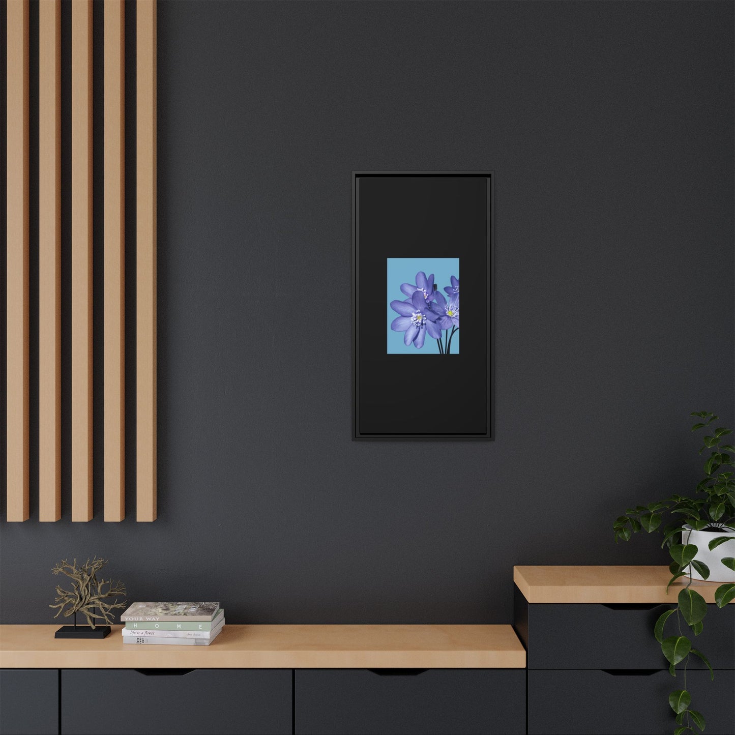 Framed Floral Canvas Art - Vibrant Blue Flower Decor