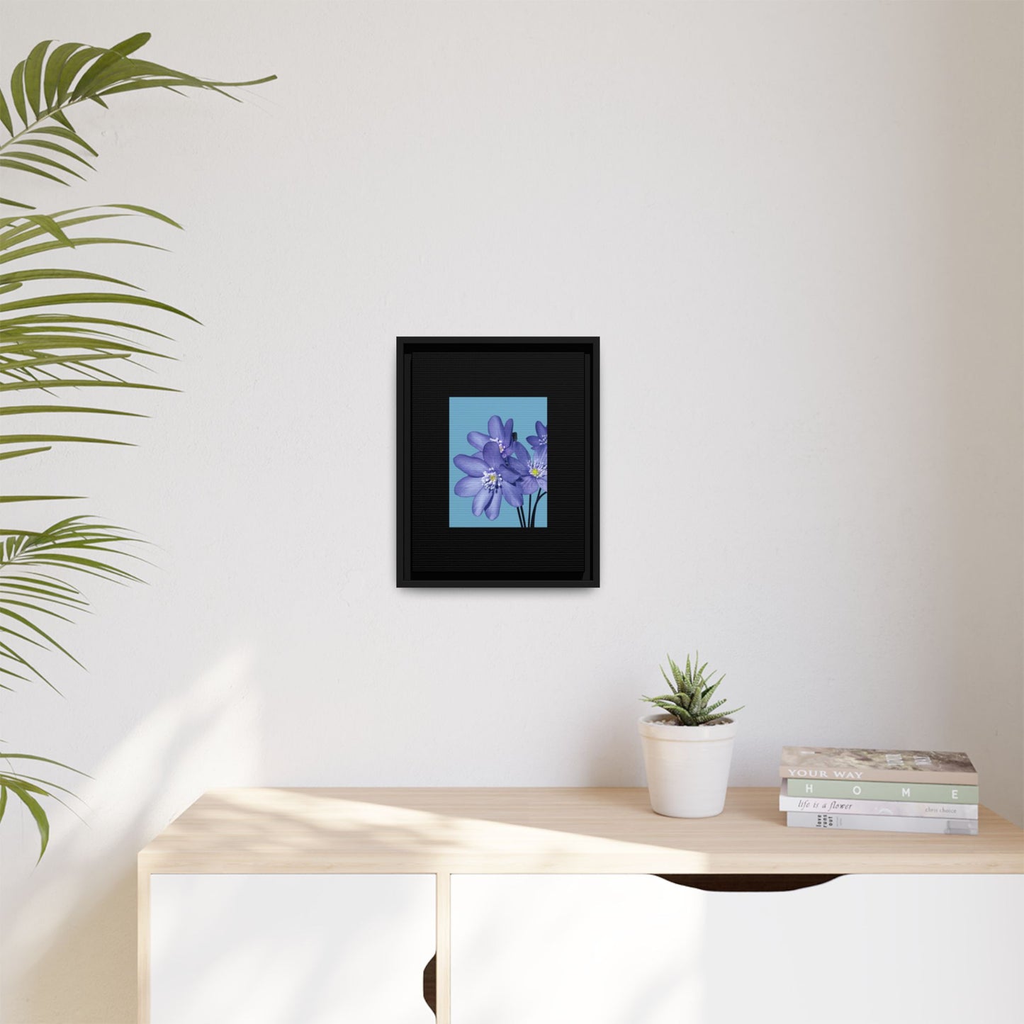 Framed Floral Canvas Art - Vibrant Blue Flower Decor