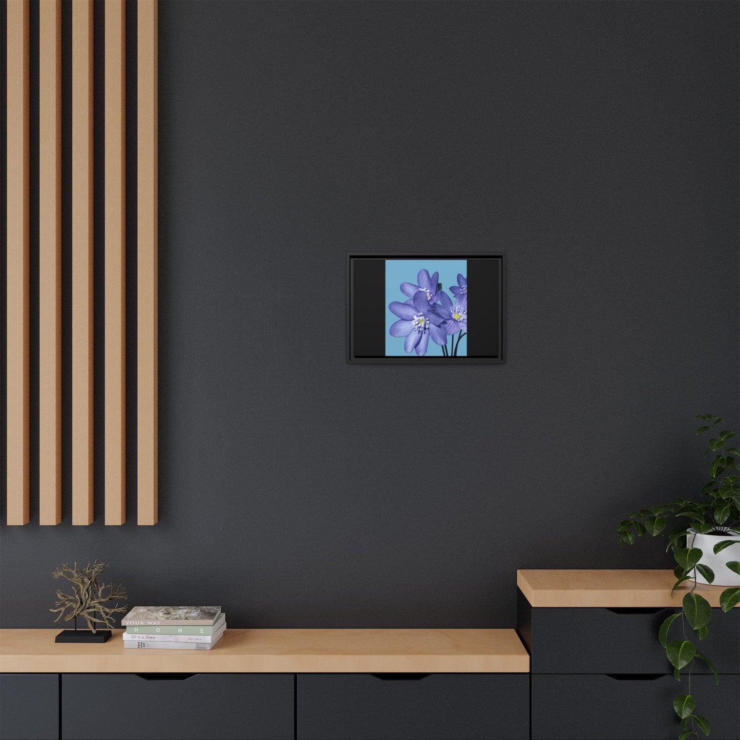 Framed Floral Canvas Art - Vibrant Blue Flower Decor