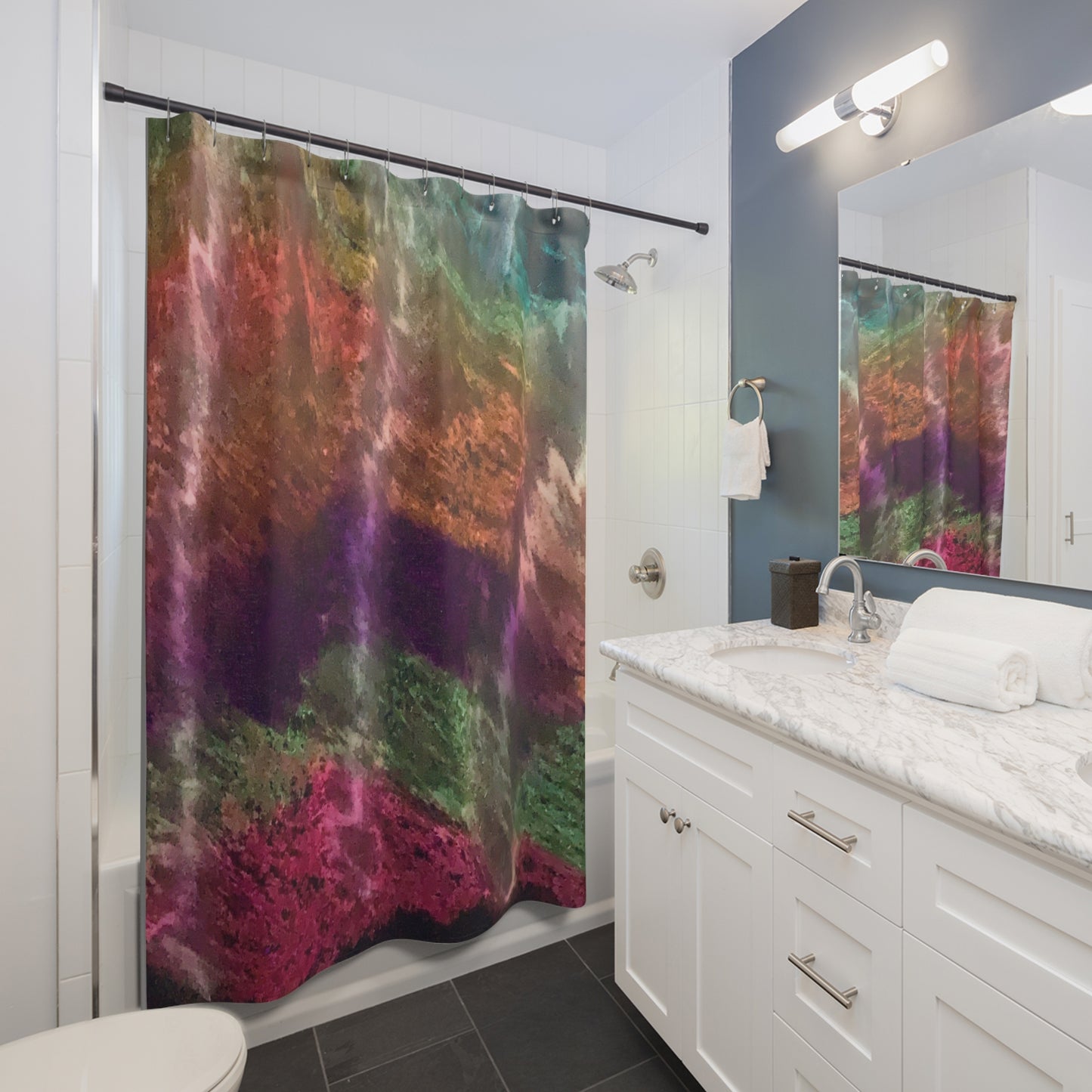 Art Noveau Painting on Shower Curtain by Law Rence