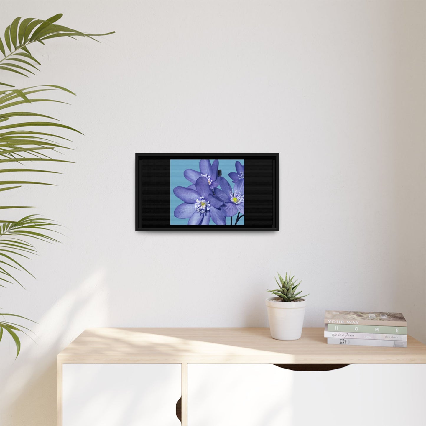 Framed Floral Canvas Art - Vibrant Blue Flower Decor