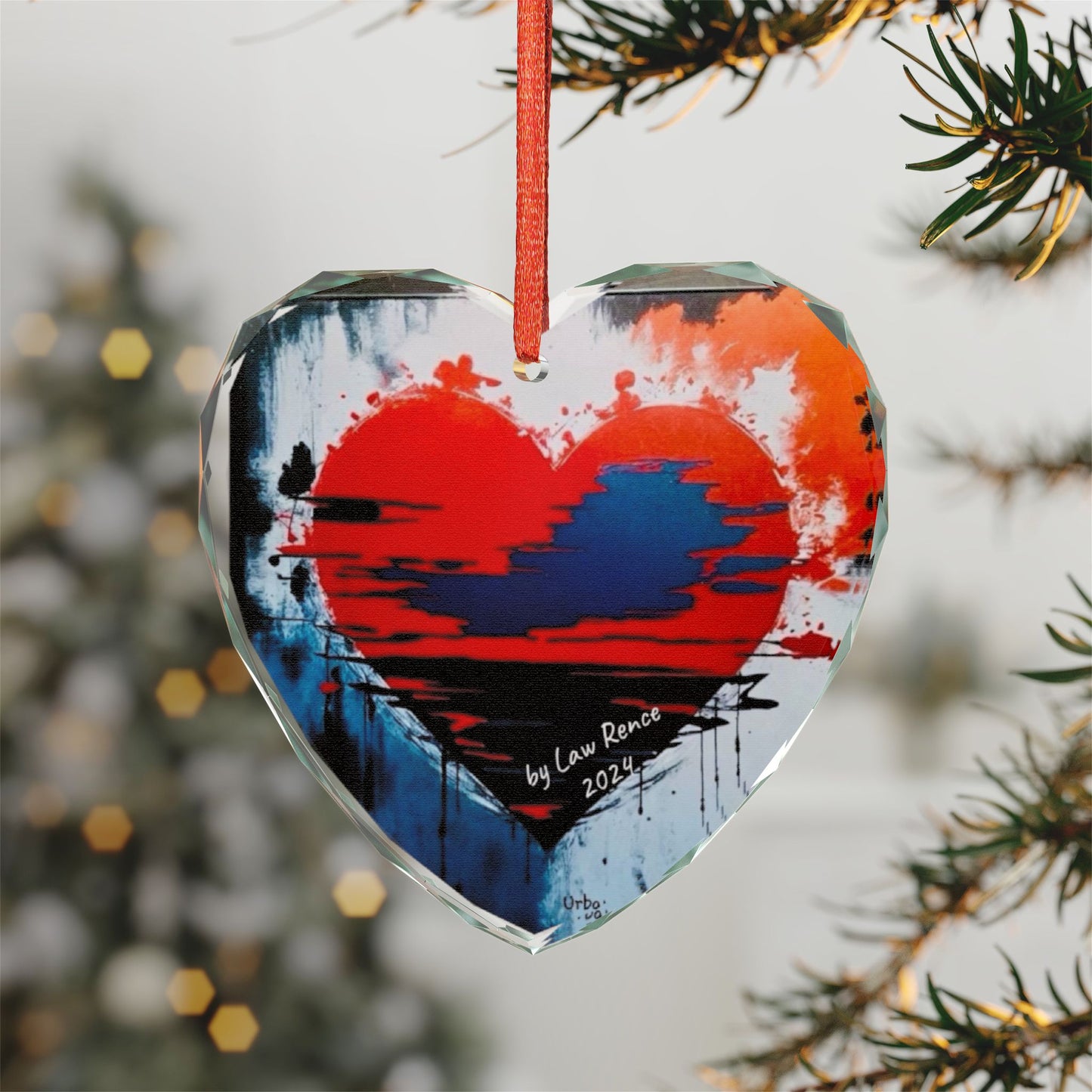 The Bleeding Heart 2025 Design Crystal Glass Ornament by Law Rence