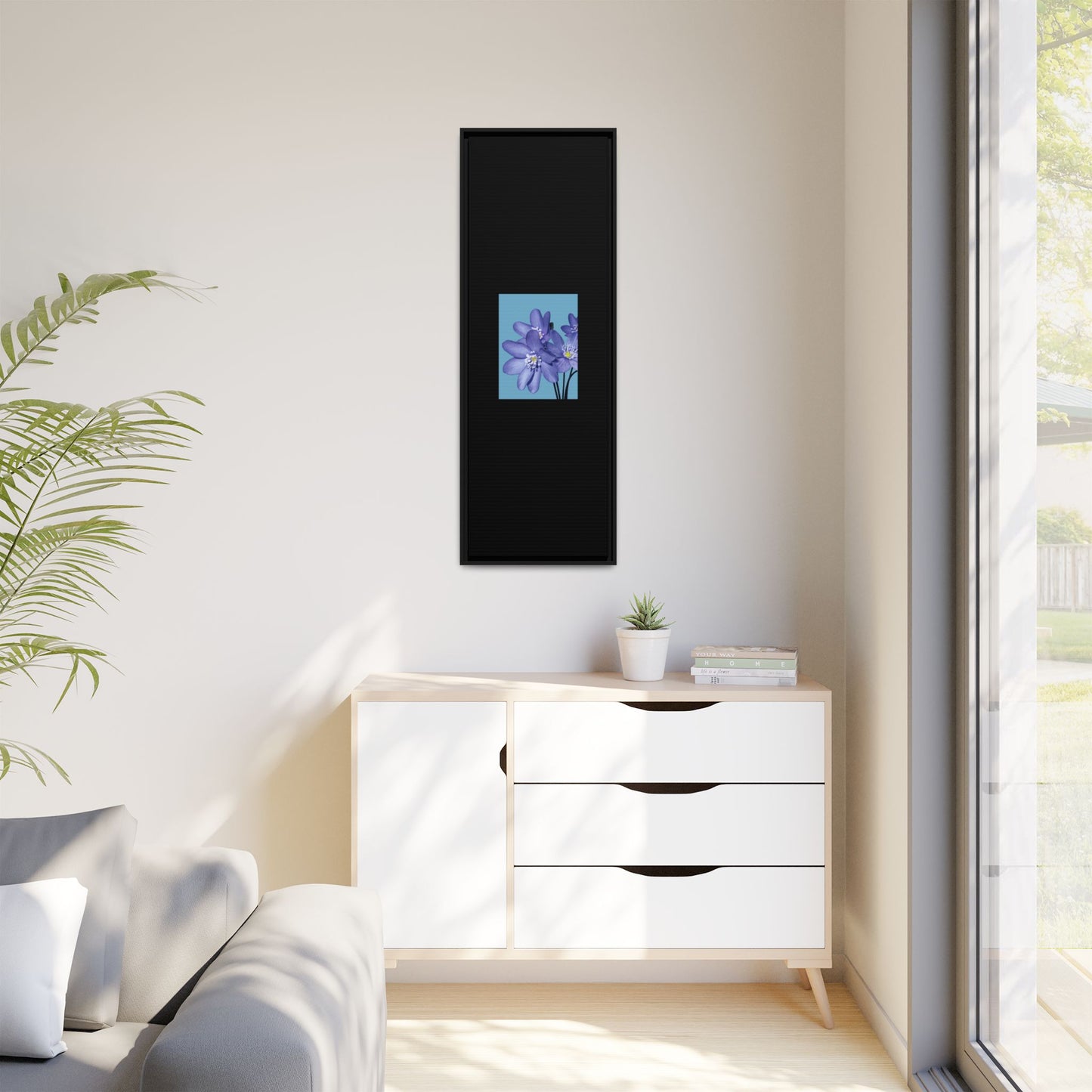 Framed Floral Canvas Art - Vibrant Blue Flower Decor