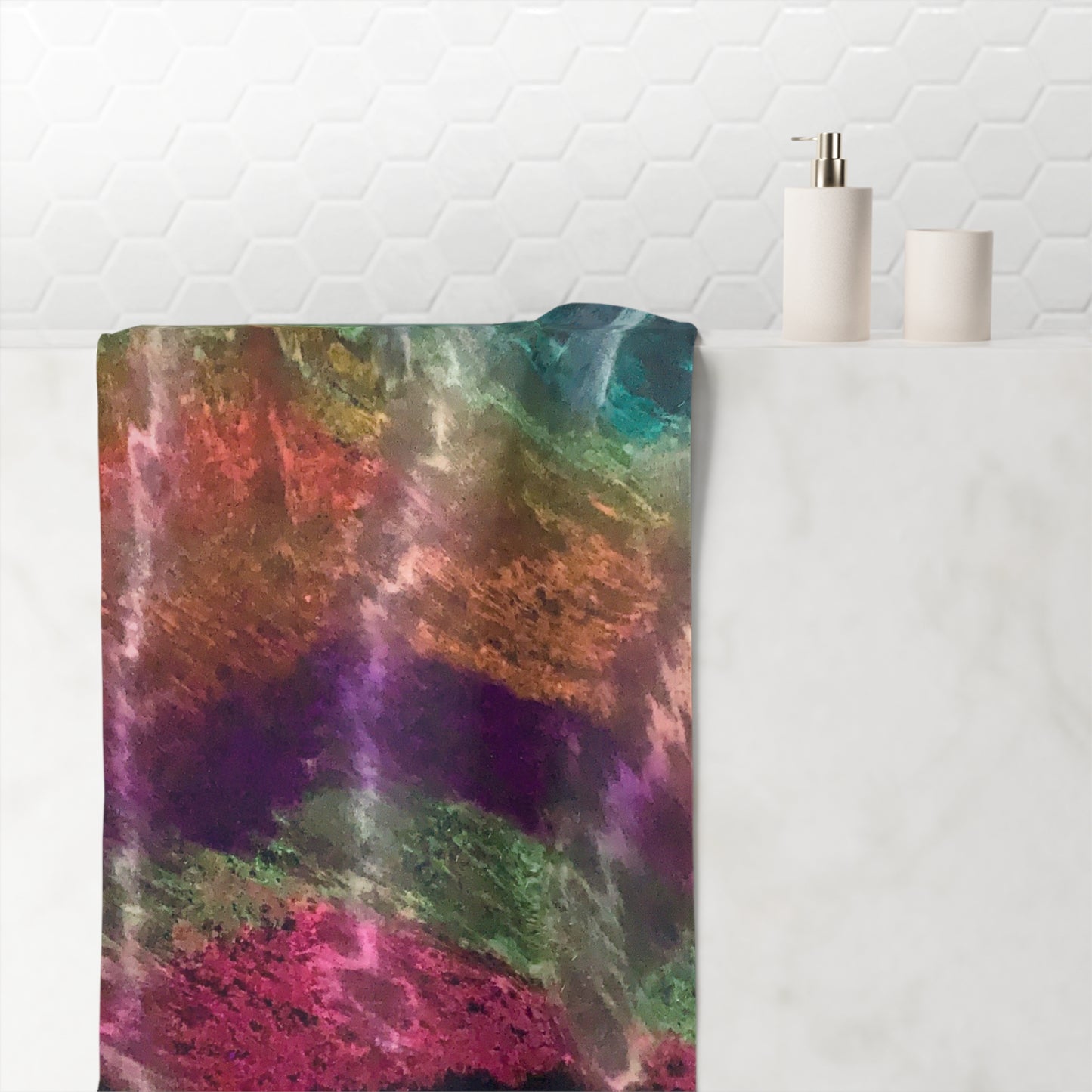 Art Noveau Mink-Cotton Towel by Law Rence. A perfect pairing with the Art Nouveau Shower Curtain