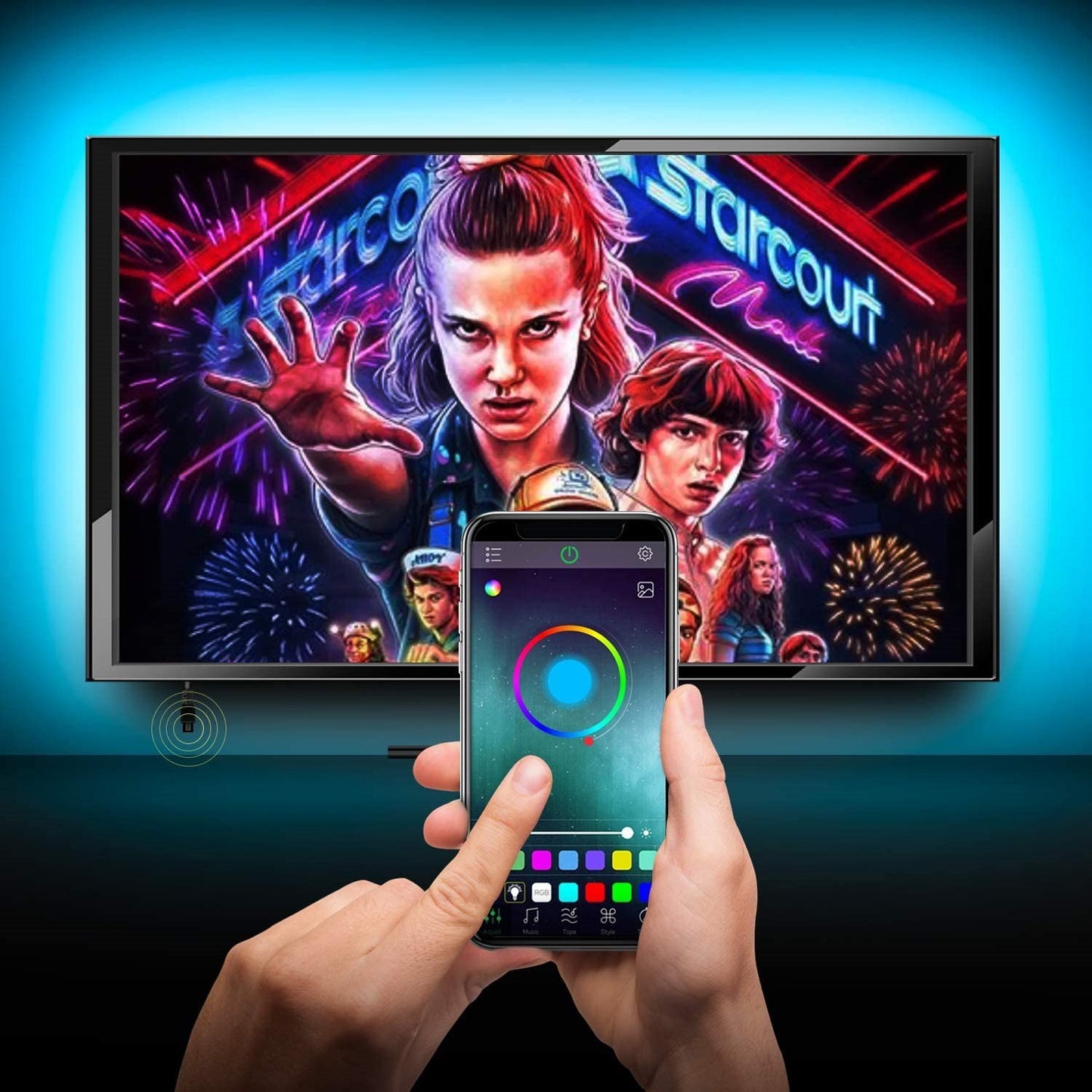 GlowSync RGB TV Backlight Strip USB Powered with Bluetooth App Control