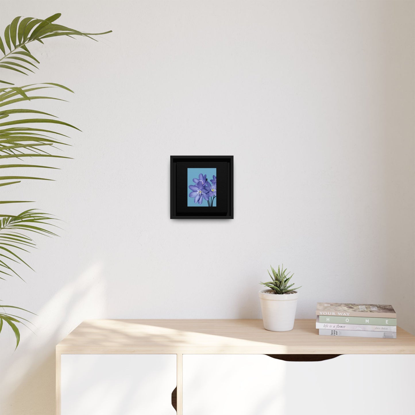 Framed Floral Canvas Art - Vibrant Blue Flower Decor