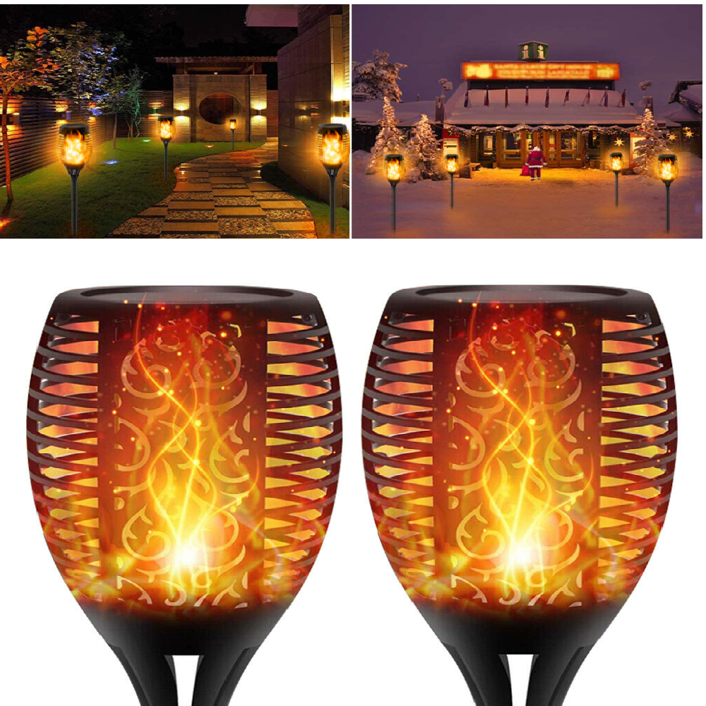 FlickerGlow Solar Flame Lights – Small Torch Style for Gardens & Paths