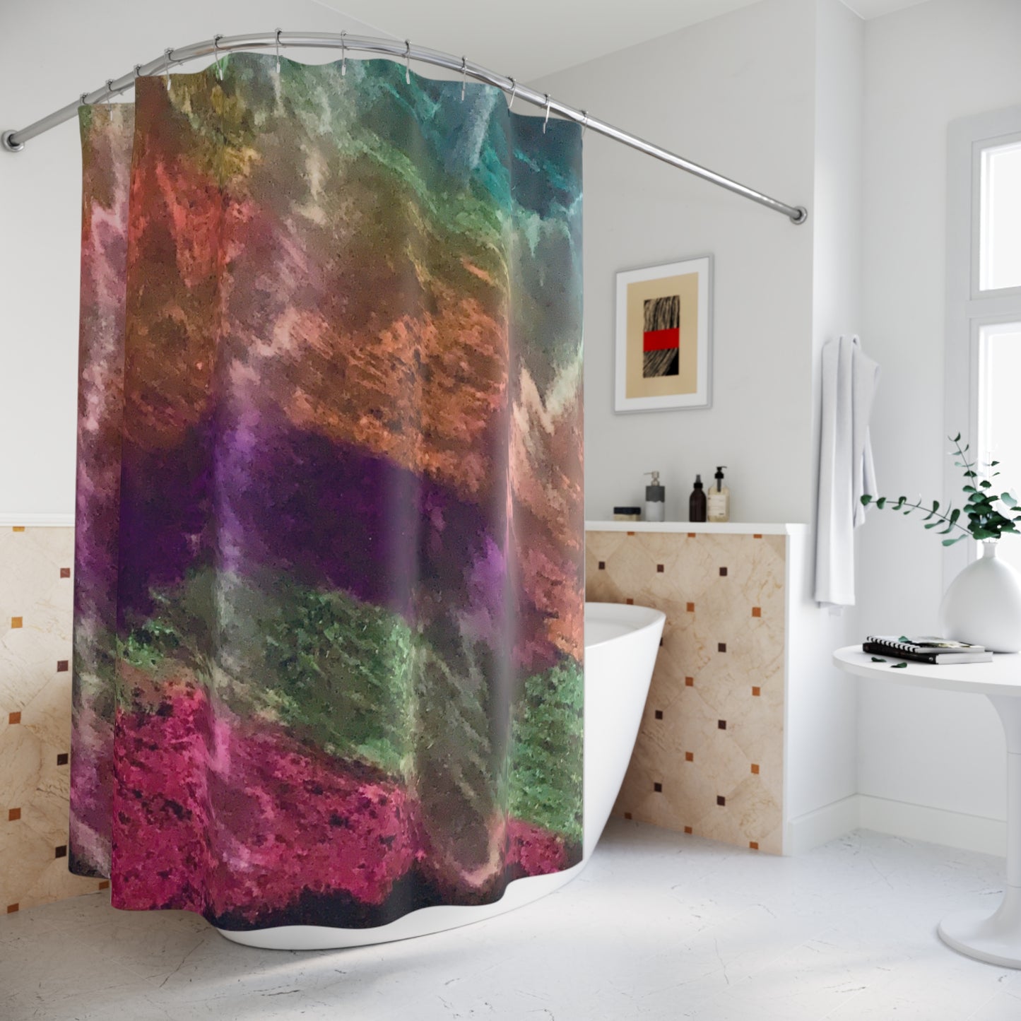 Art Noveau Painting on Shower Curtain by Law Rence