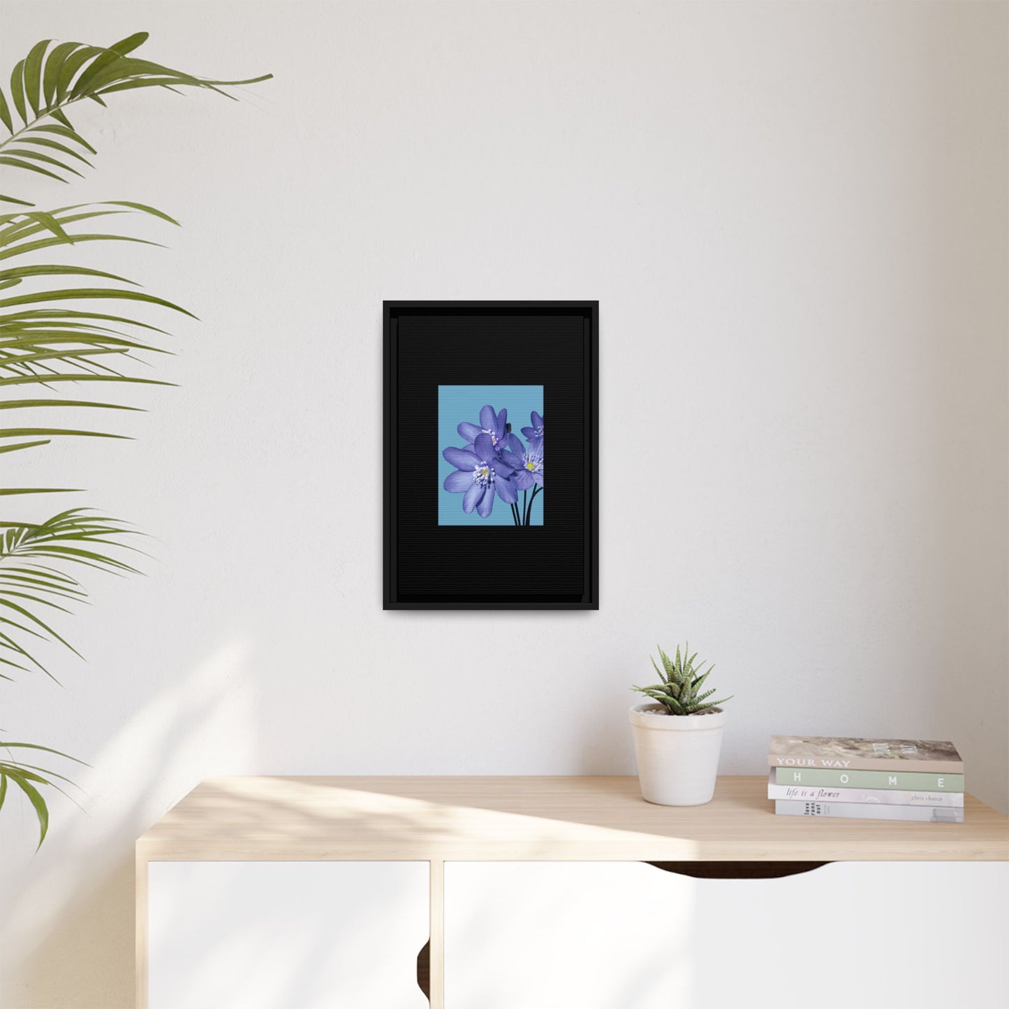 Framed Floral Canvas Art - Vibrant Blue Flower Decor