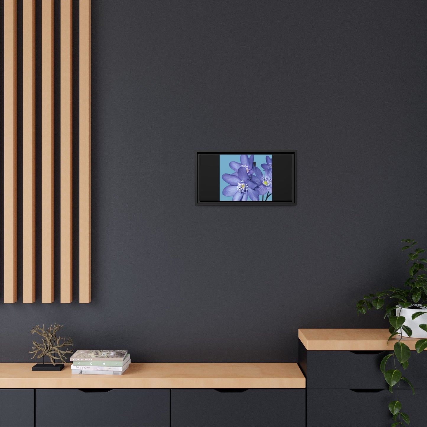 Framed Floral Canvas Art - Vibrant Blue Flower Decor
