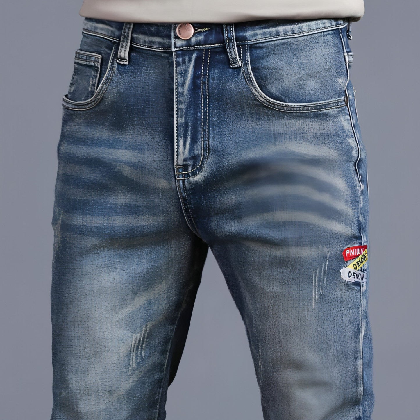 Youth Retro Drip Denim – Embroidered Street Jeans for Everyday Flex