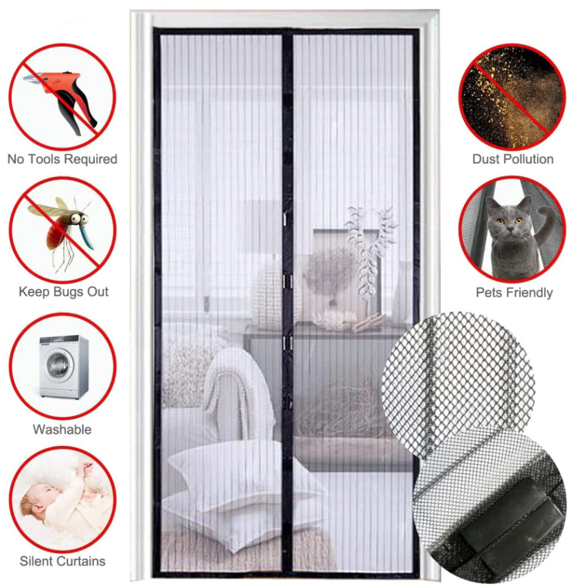 Buzz-Off Buddy: Snap-Closure Magnetic Screen Door Mesh