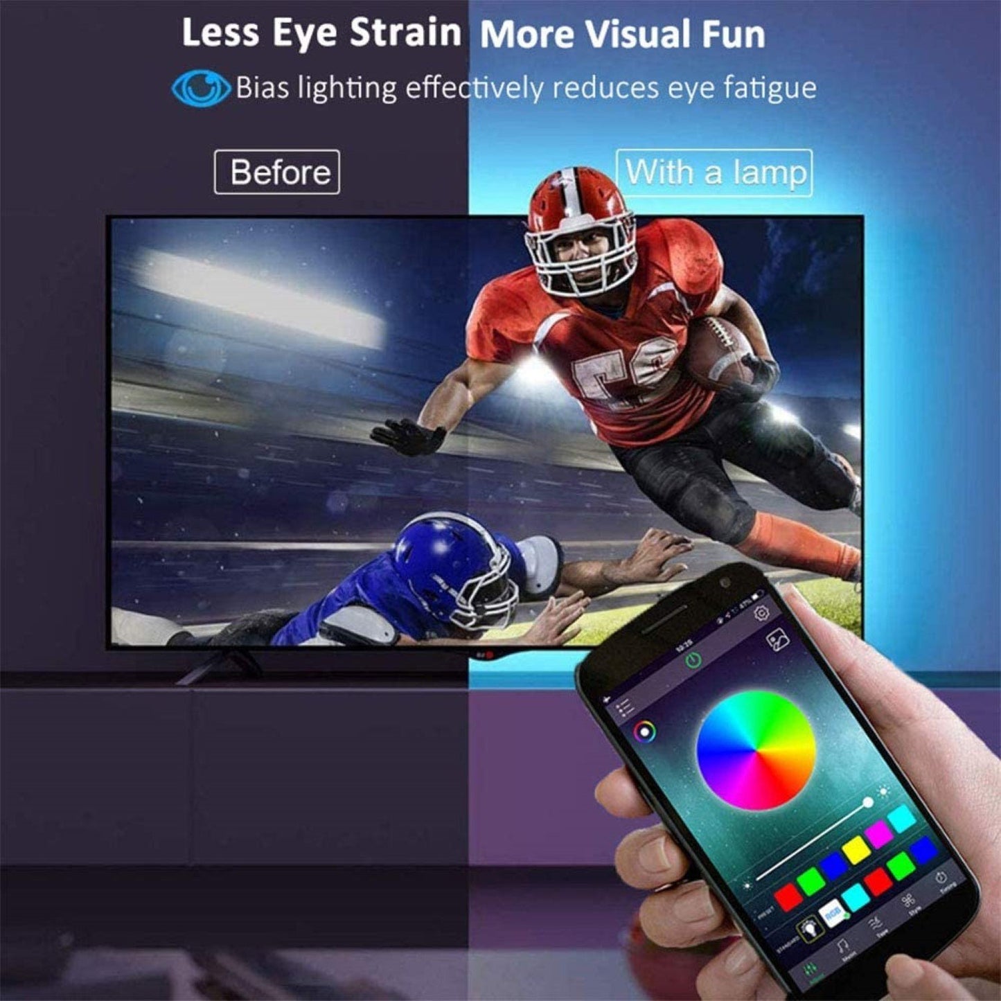 GlowSync RGB TV Backlight Strip USB Powered with Bluetooth App Control