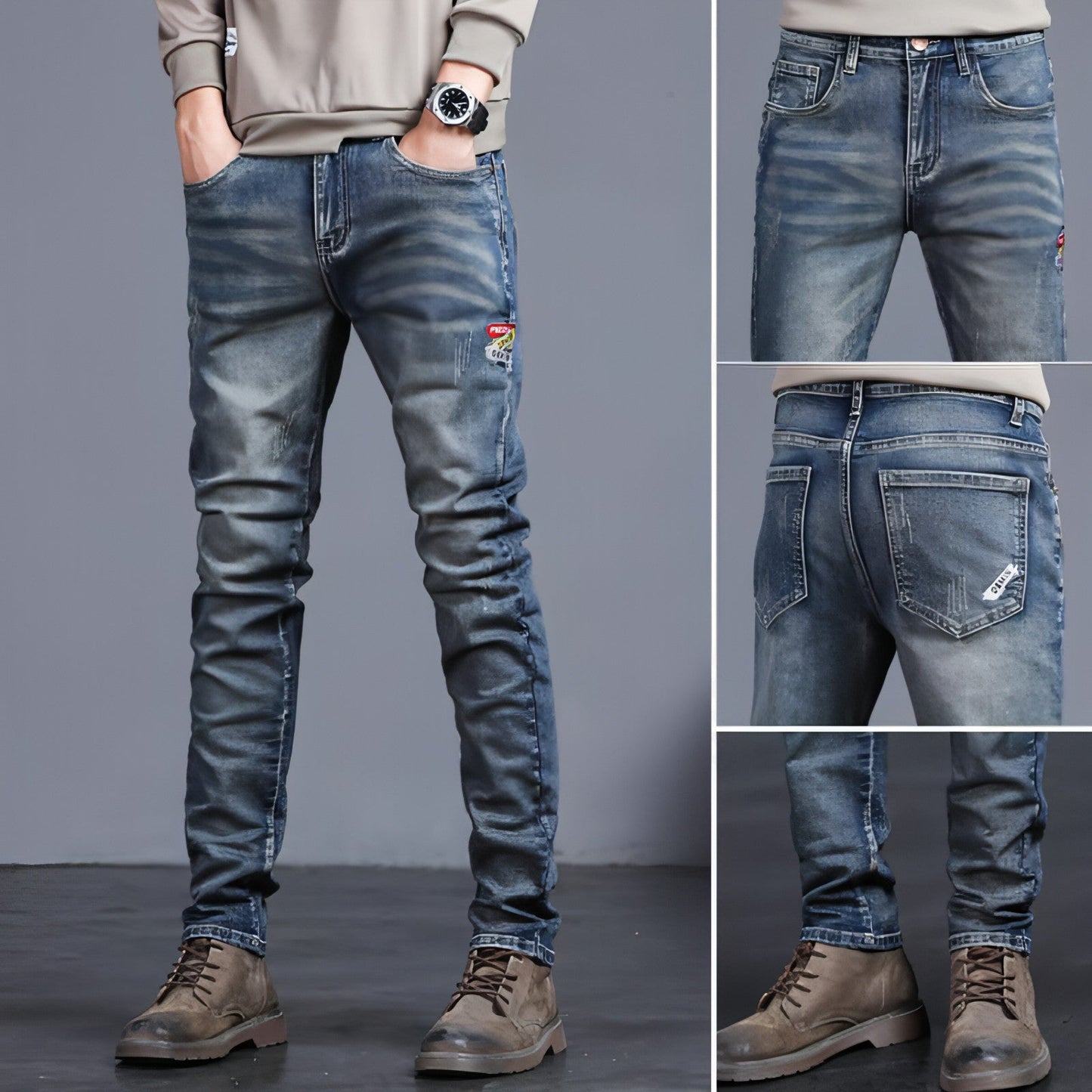 Youth Retro Drip Denim – Embroidered Street Jeans for Everyday Flex