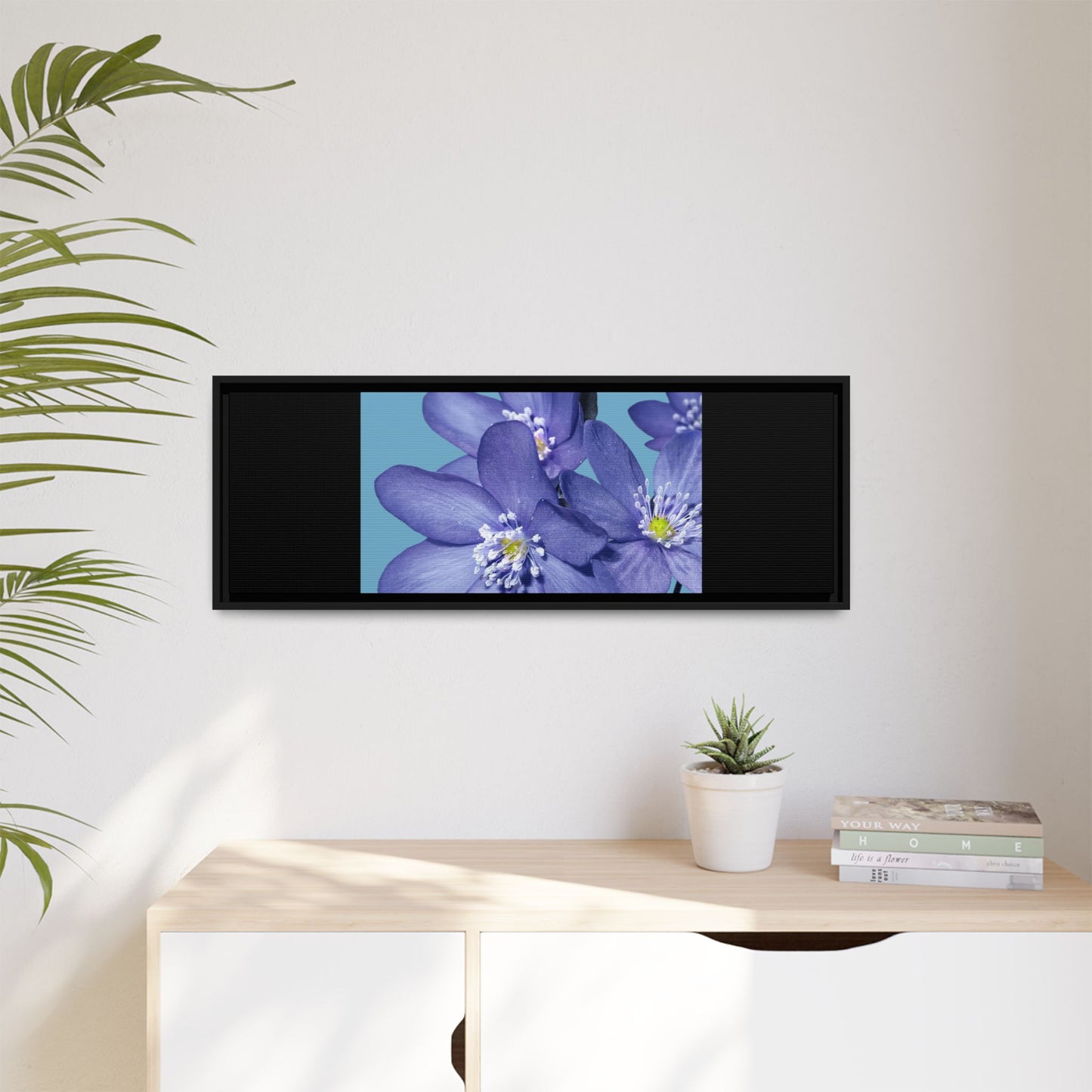 Framed Floral Canvas Art - Vibrant Blue Flower Decor