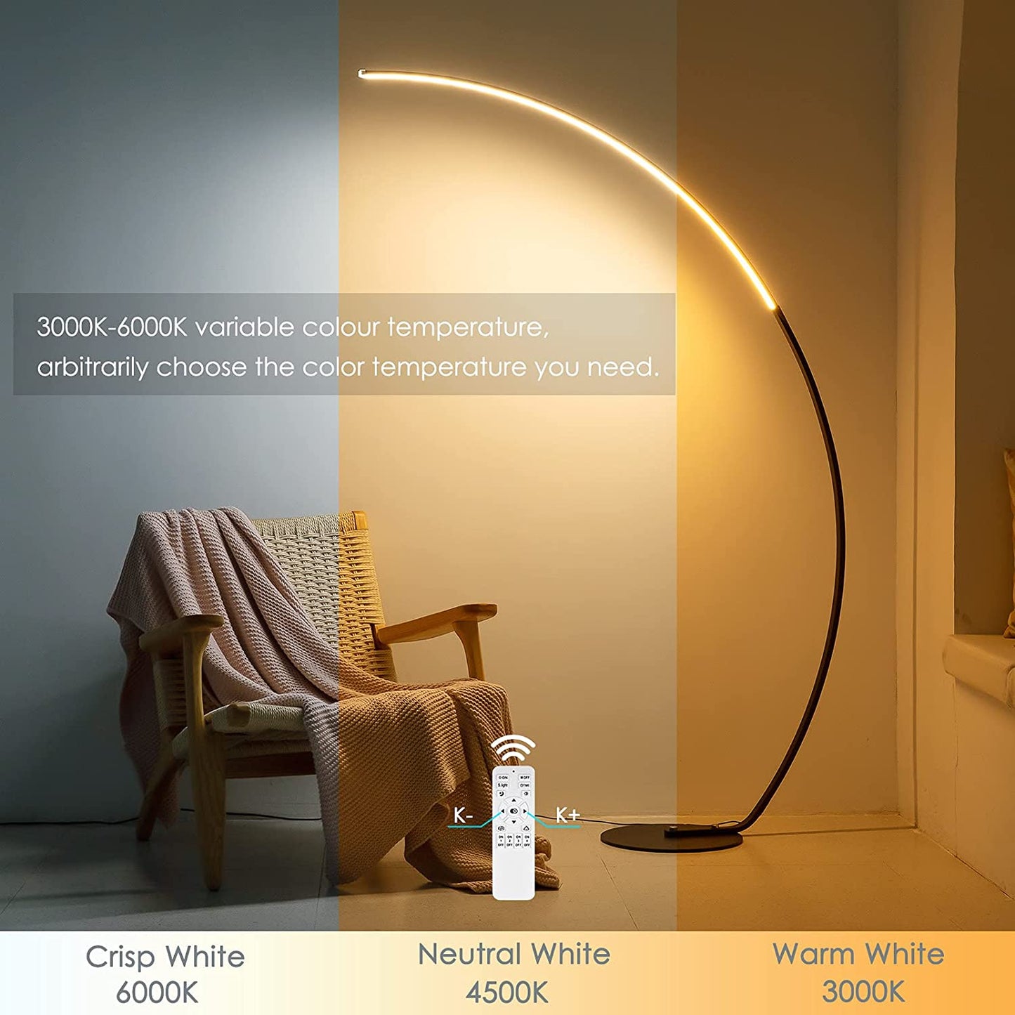 LumaCurve RGBW Floor Lamp Modern Arc Lighting