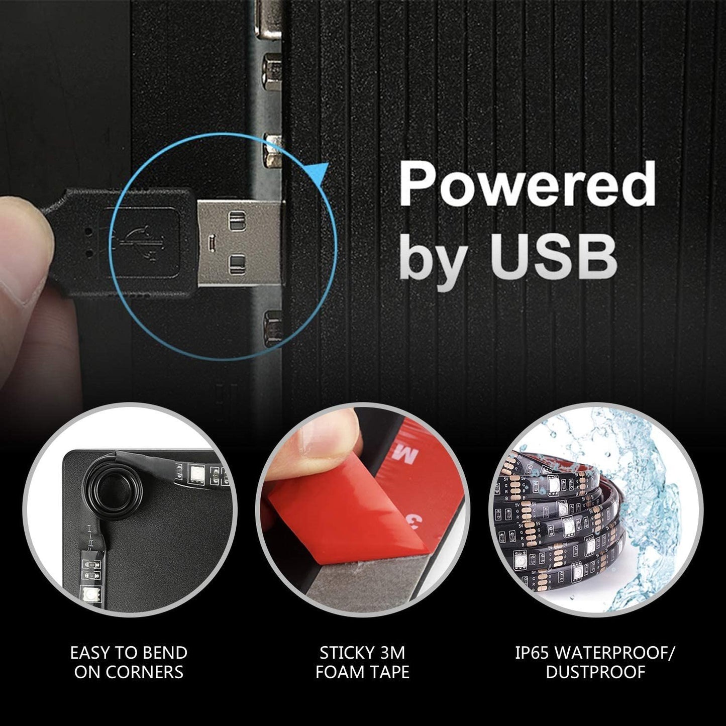GlowSync RGB TV Backlight Strip USB Powered with Bluetooth App Control