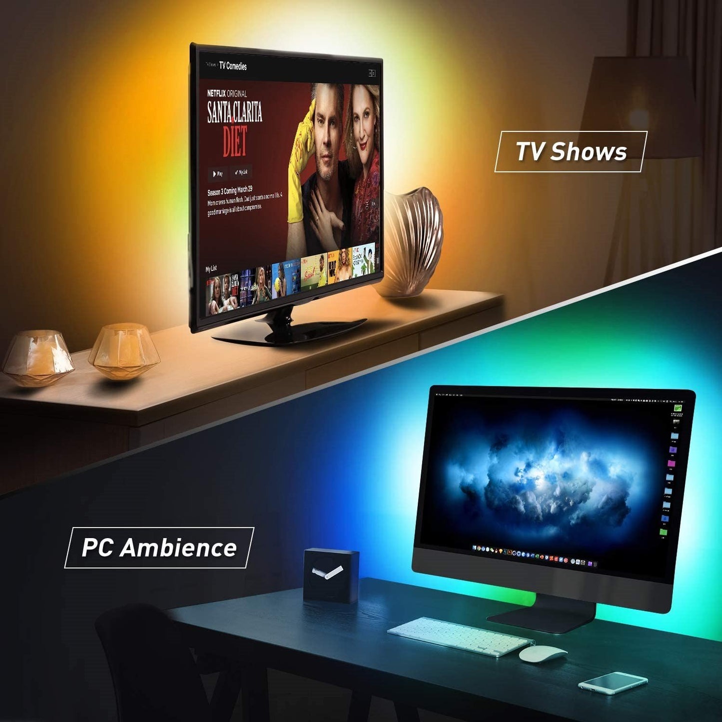 GlowSync RGB TV Backlight Strip USB Powered with Bluetooth App Control
