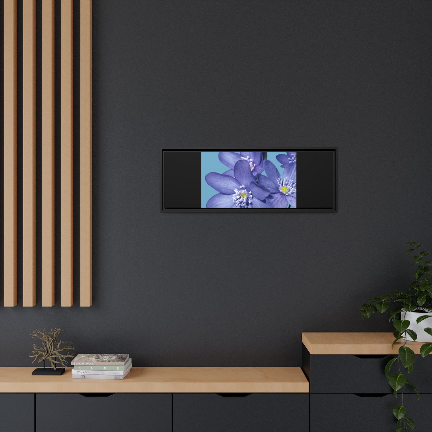 Framed Floral Canvas Art - Vibrant Blue Flower Decor