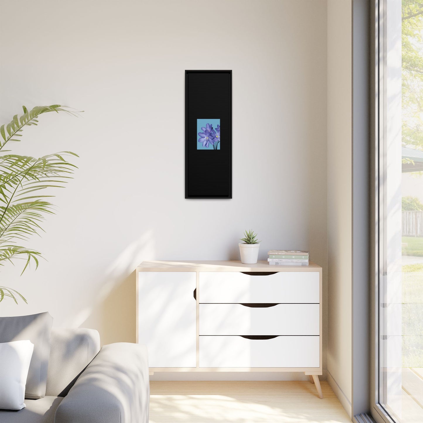 Framed Floral Canvas Art - Vibrant Blue Flower Decor