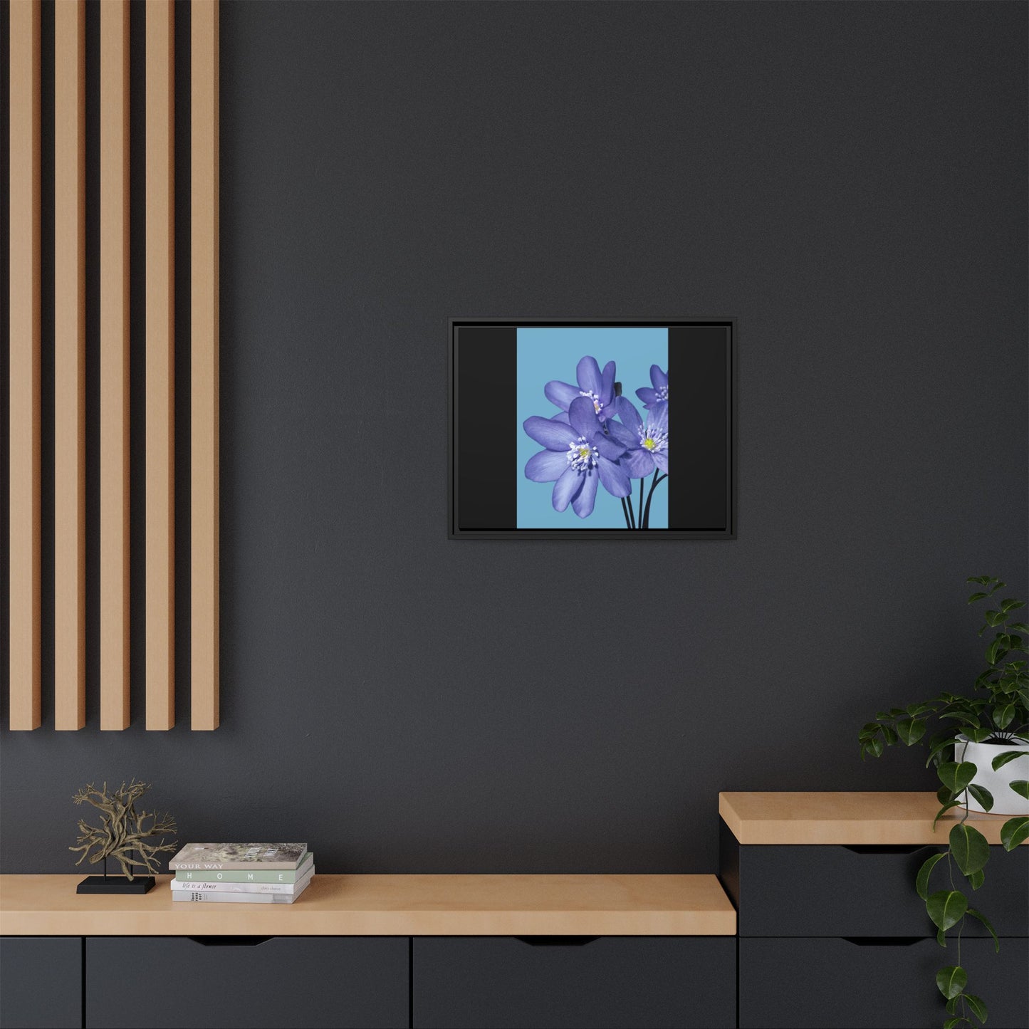 Framed Floral Canvas Art - Vibrant Blue Flower Decor