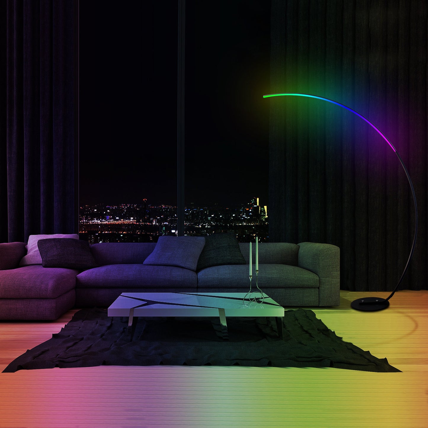 LumaCurve RGBW Floor Lamp Modern Arc Lighting