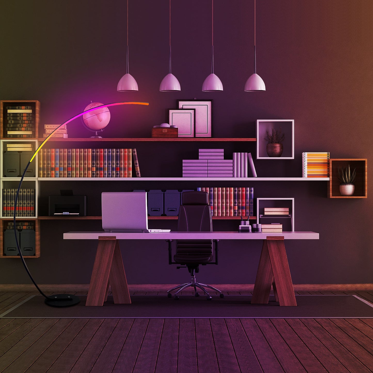 LumaCurve RGBW Floor Lamp Modern Arc Lighting