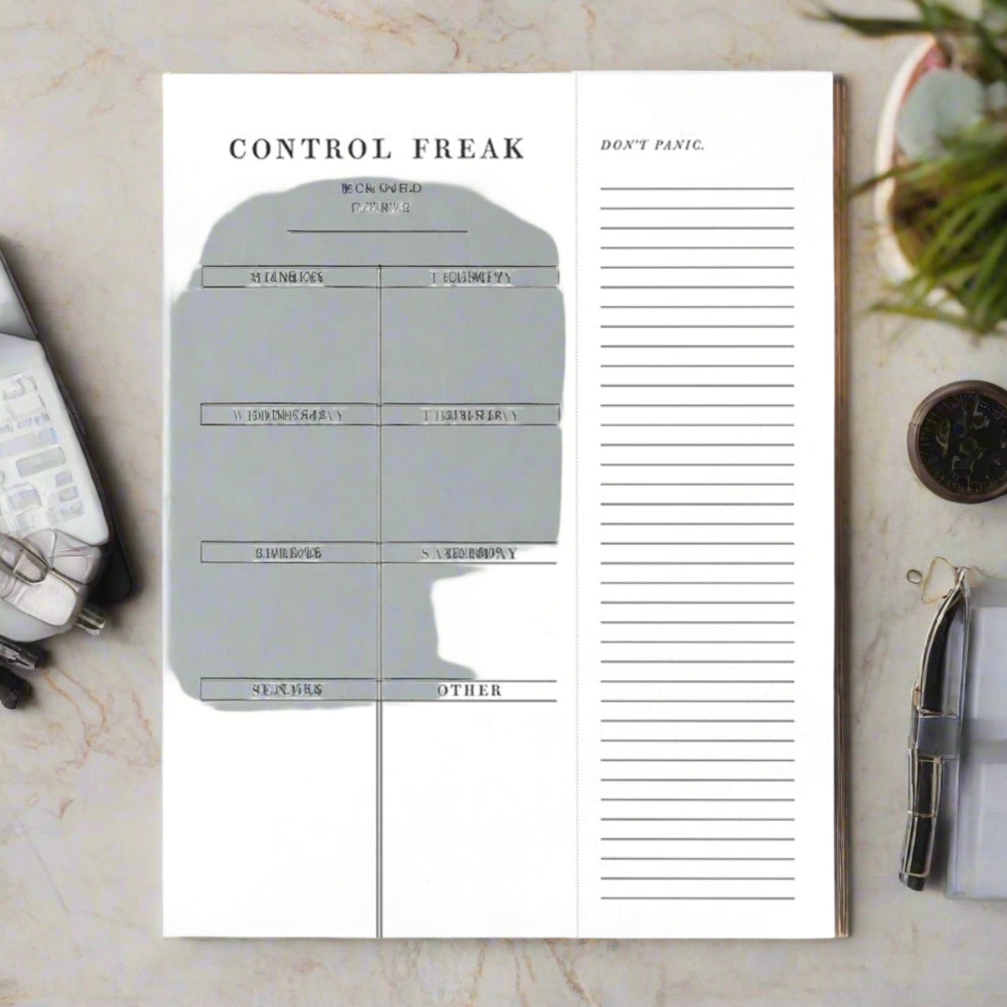 📅 Control Freak Weekly List Notepad – Desk Planner (8.5" x 11")