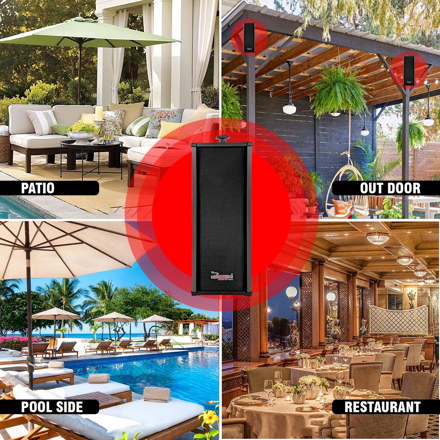 5Core Outdoor Speakers Stereo In Wall 100W Peak Passive Home Audio