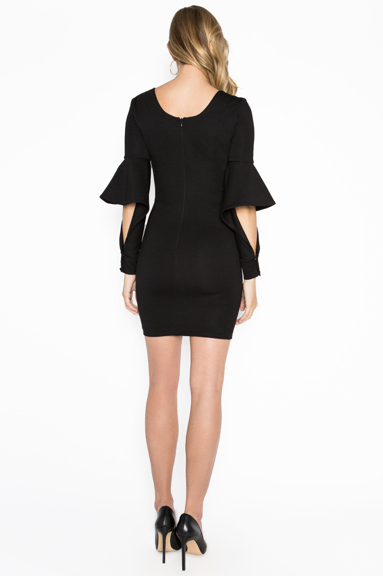Jayla Mini Dress – Bodycon Fit with Drama Bell Cuffs