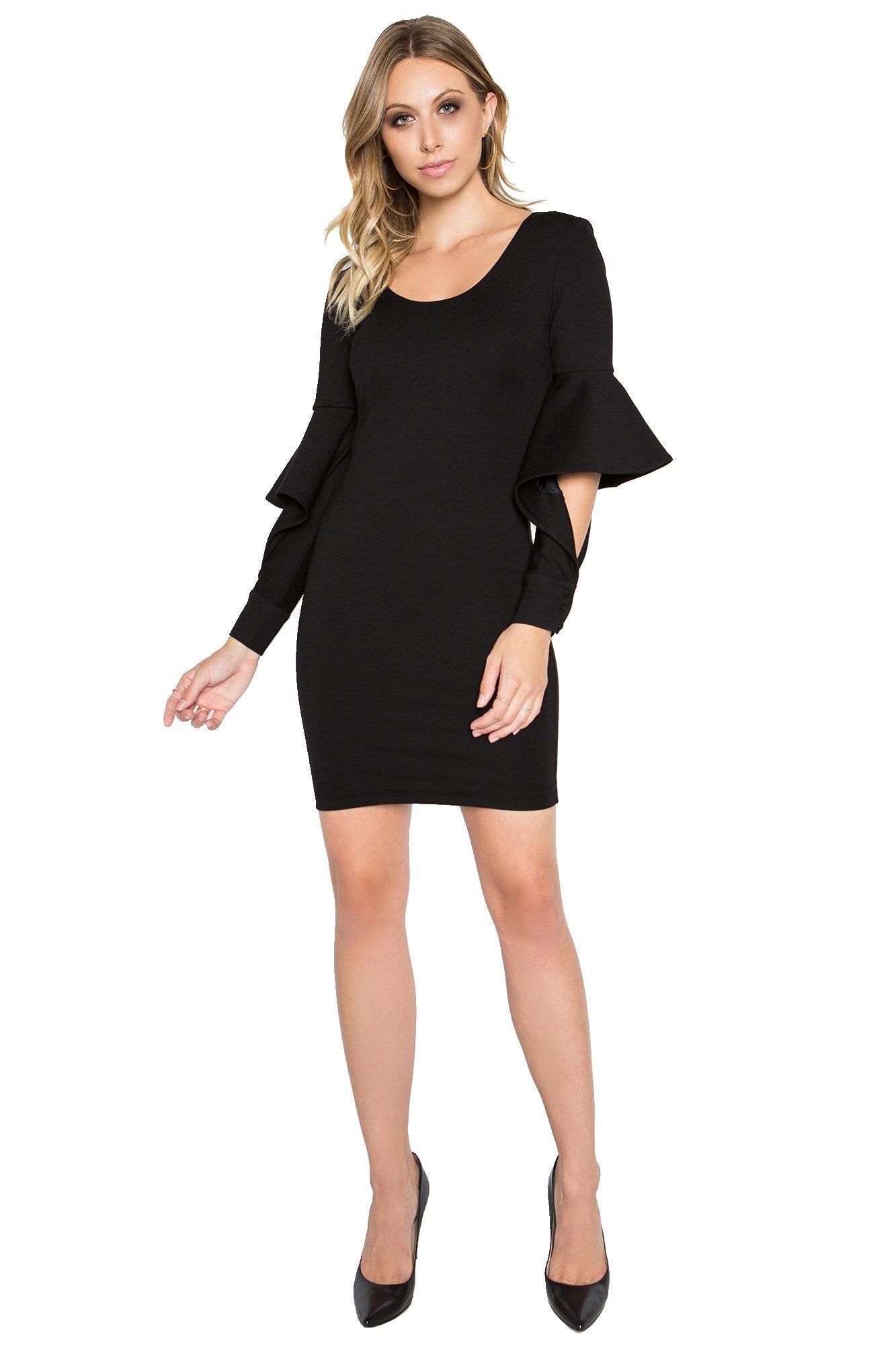 Jayla Mini Dress – Bodycon Fit with Drama Bell Cuffs