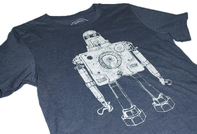 Mr. Roboto Graphic Tee Heather Navy Retro Robot Vibes