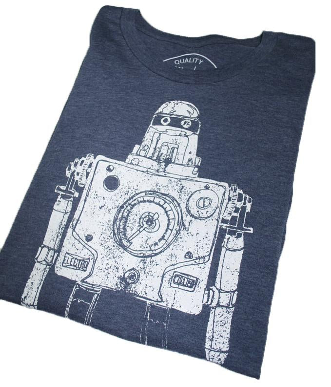 Mr. Roboto Graphic Tee Heather Navy Retro Robot Vibes