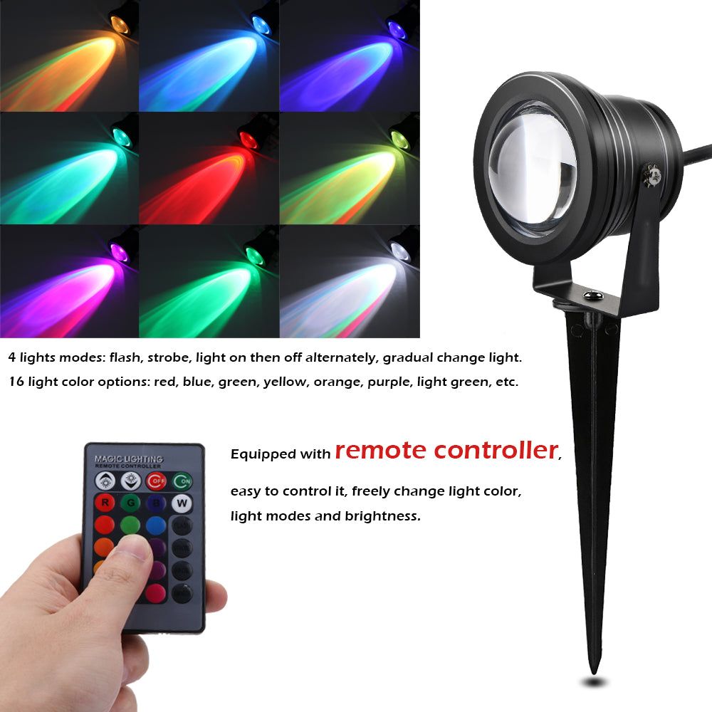 TerraGlow 10W RGB LED Lawn Spotlight with Remote Control