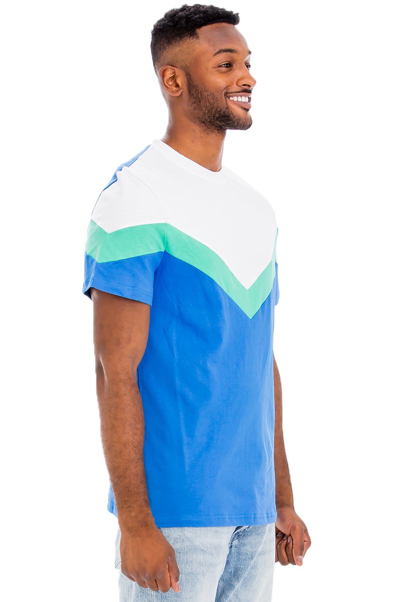 Chevron Colorblock T-Shirt Modern Contrast Street Style Tee