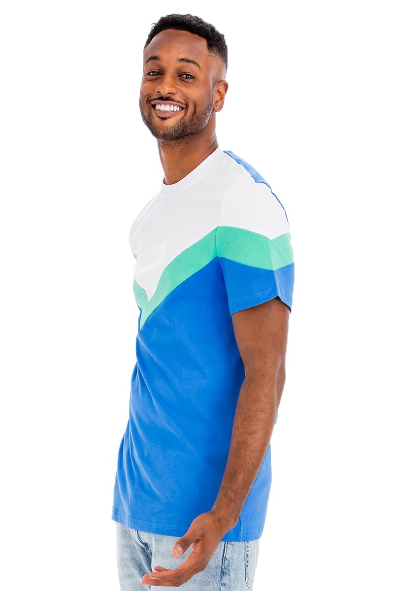 Chevron Colorblock T-Shirt Modern Contrast Street Style Tee