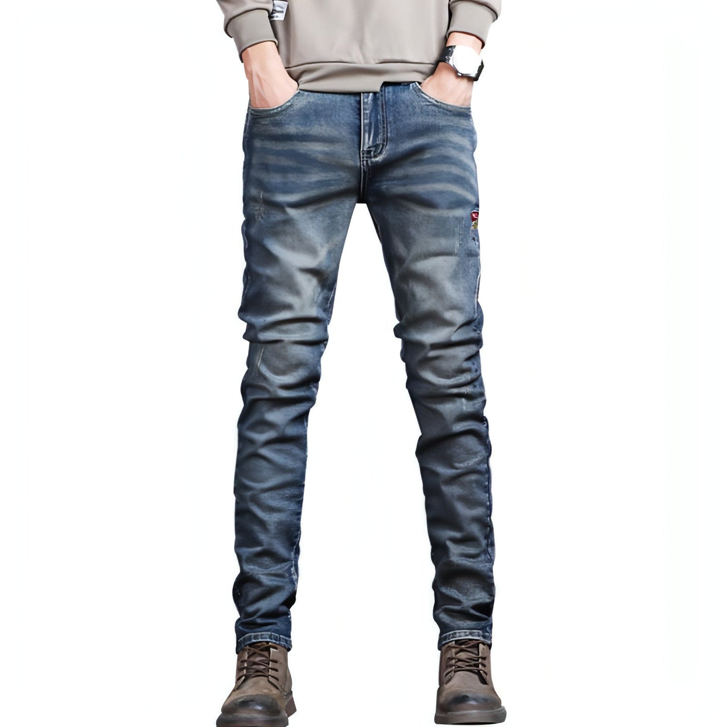 Youth Retro Drip Denim – Embroidered Street Jeans for Everyday Flex