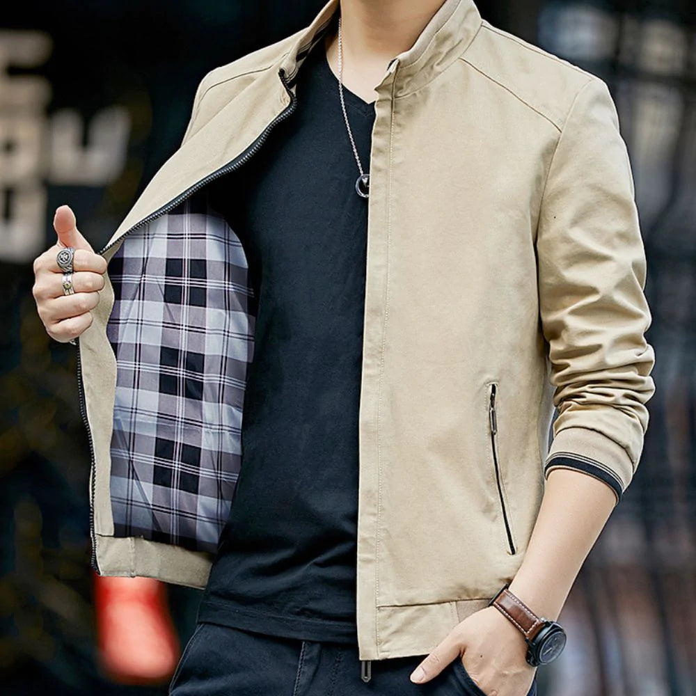 Ironline Men’s Stand Collar Zip-Up Jacket Lightweight Urban Outerwear